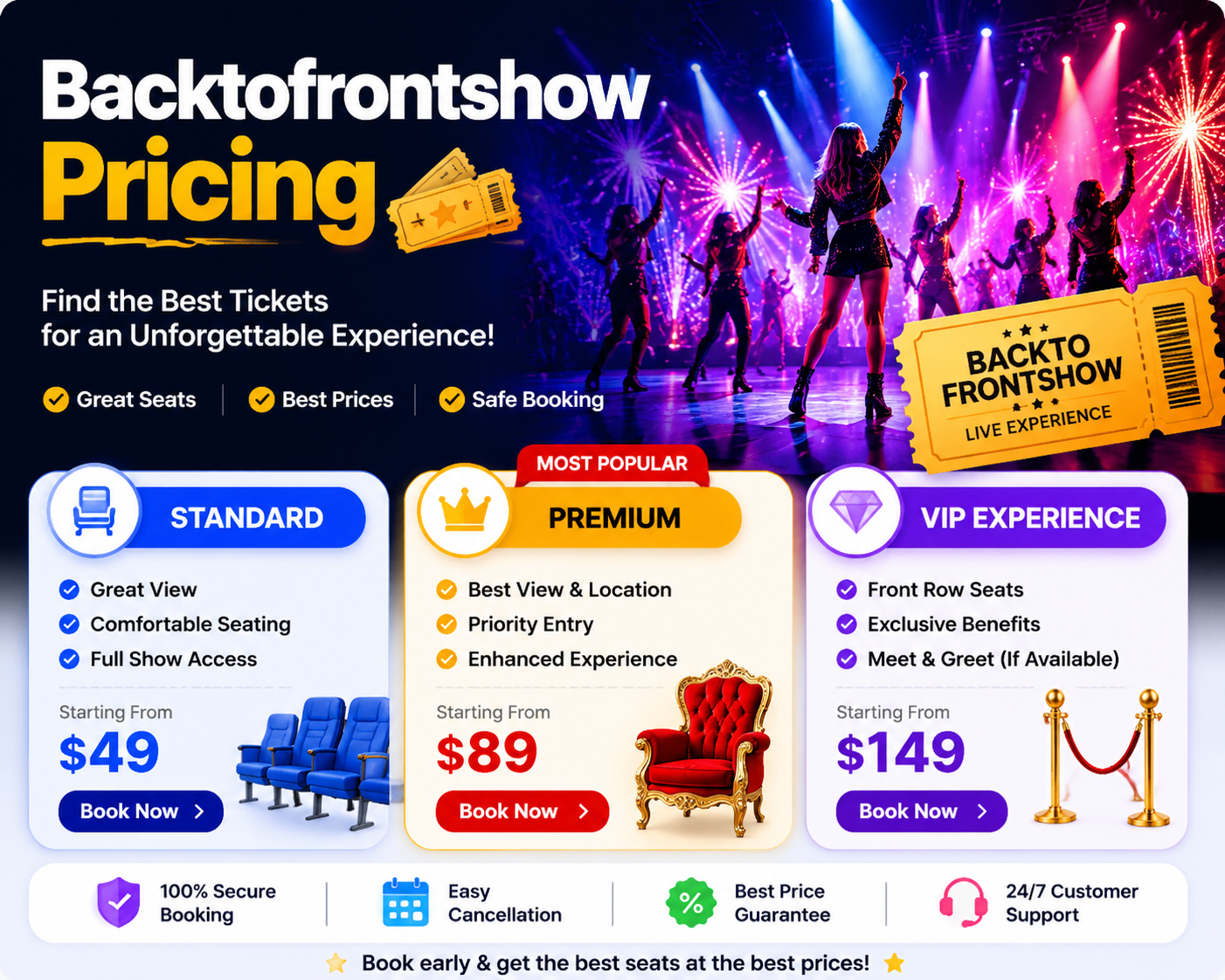 Backtofrontshow Pricing: Complete Guide to Ticket Costs, Packages and Booking Options